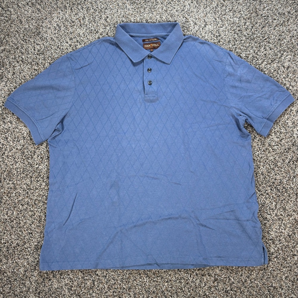 Oak Hill Dry Action Blue Diamond Jacquard Polo Shirt Men's XLT Extra Large Tall